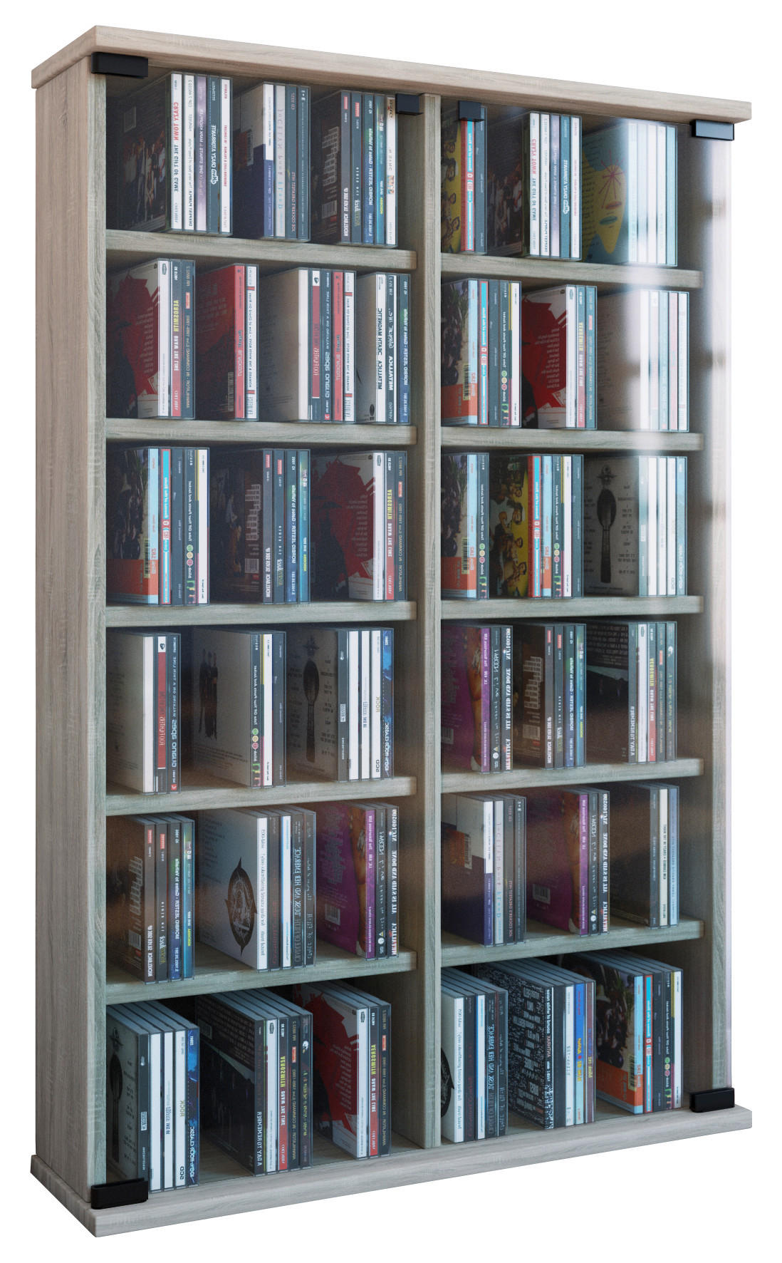 CD-REGAL - Eichefarben, KONVENTIONELL, Glas/Holzwerkstoff (60/92/18cm) - MID.YOU