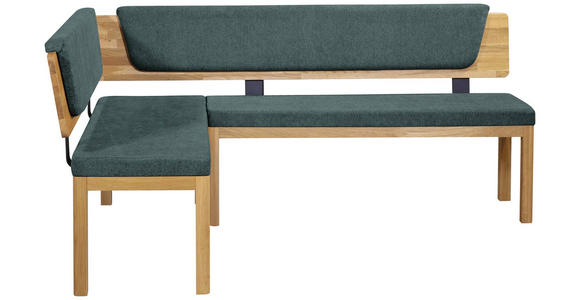 ECKBANK 171/208 cm Webstoff Türkis, Eichefarben Eiche vollmassiv - Türkis/Eichefarben, KONVENTIONELL, Holz/Textil (171/208cm) - Linea Natura