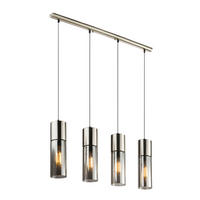 HÄNGELEUCHTE 80/9/156 cm  - Nickelfarben, KONVENTIONELL, Glas/Metall (80/9/156cm) - Globo