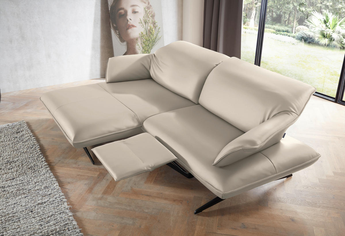 ECKSOFA in Echtleder Cappuccino  - Beige/Schwarz, Design, Leder/Metall (169/252cm) - Koinor
