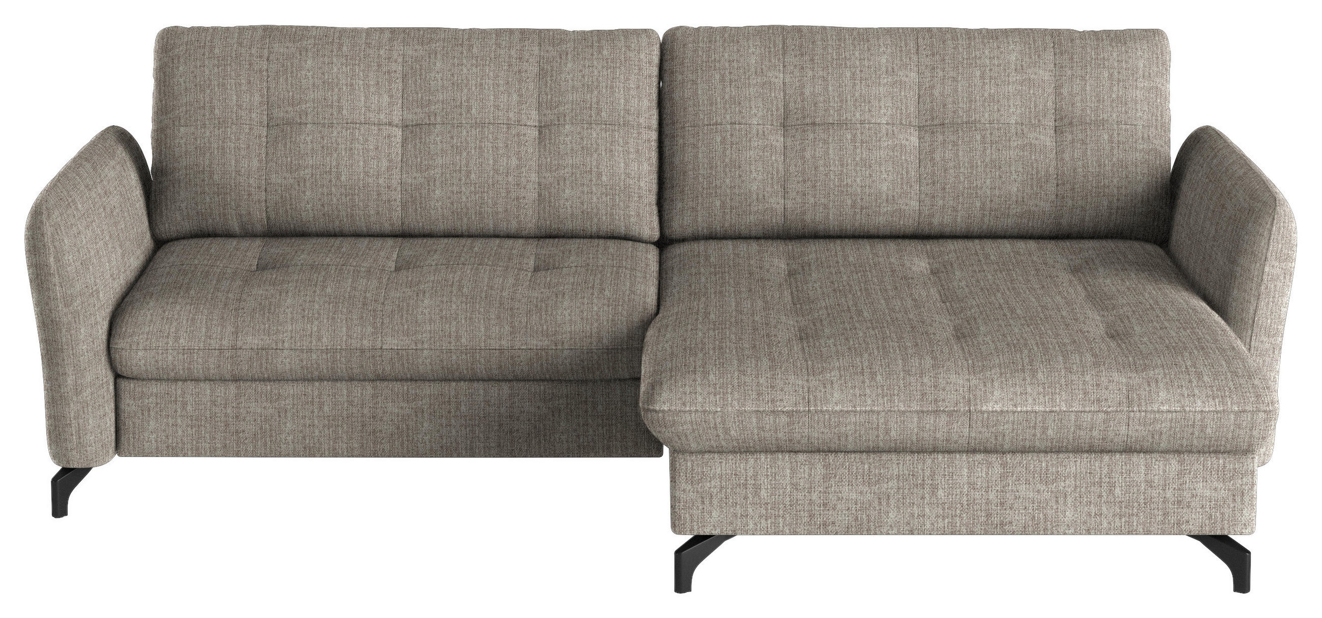ECKSOFA in Flachgewebe, Leinenoptik Hellbraun  - Hellbraun/Schwarz, Design, Textil/Metall (242/170cm) - Xora