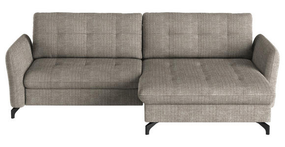 ECKSOFA in Flachgewebe, Leinenoptik Hellbraun  - Hellbraun/Schwarz, Design, Textil/Metall (242/170cm) - Xora