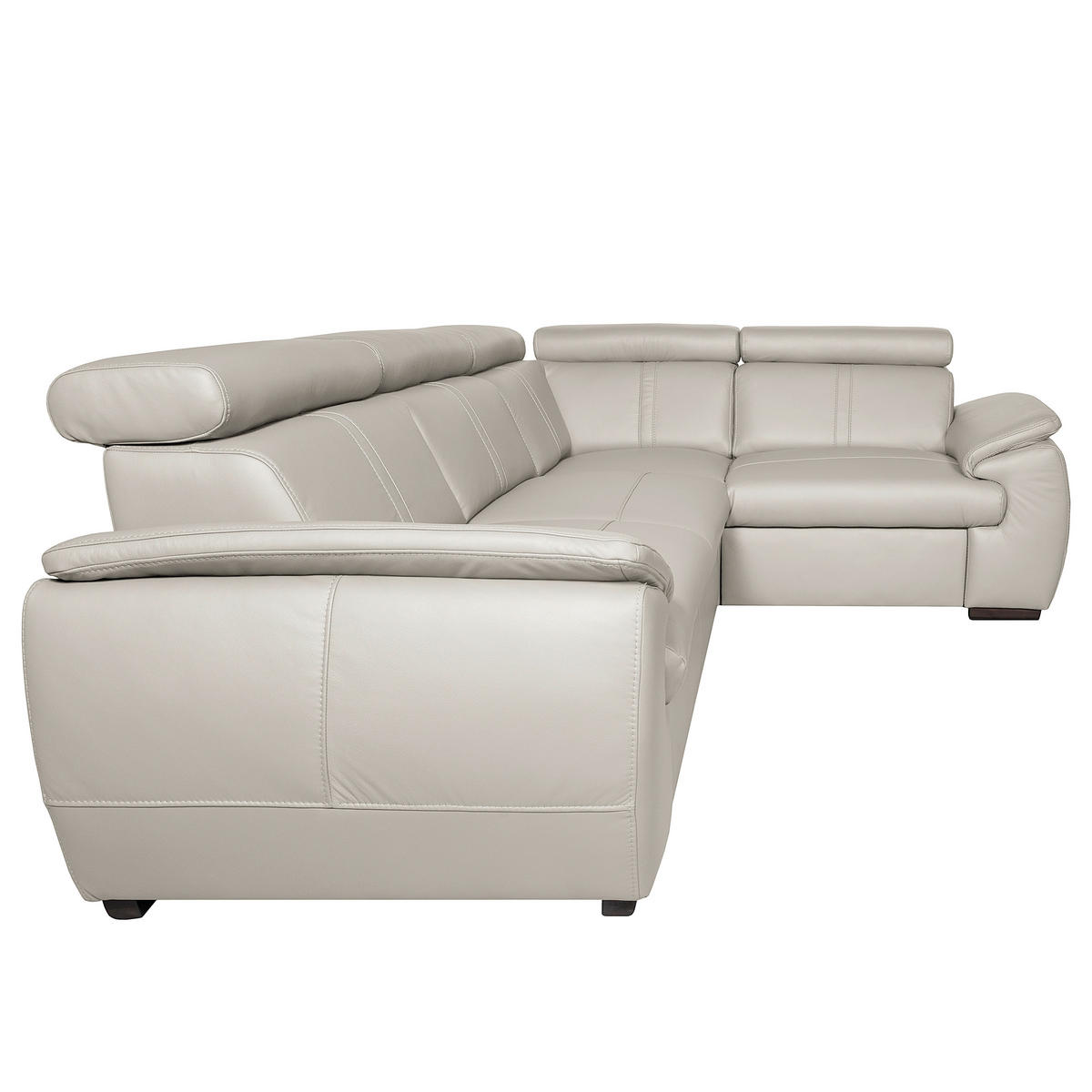 ECKSOFA Echtleder Platinfarben  - Platinfarben/Wengefarben, Design, Leder/Holz (265/193cm) - Livetastic