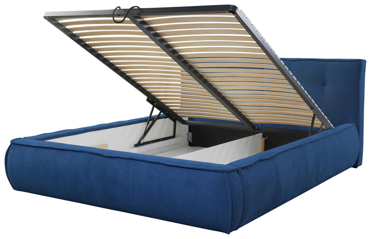 POLSTERBETT Lattenrost 180/200 cm  in Blau  - Blau/Beige, LIFESTYLE, Holz/Textil (180/200cm) - Livetastic