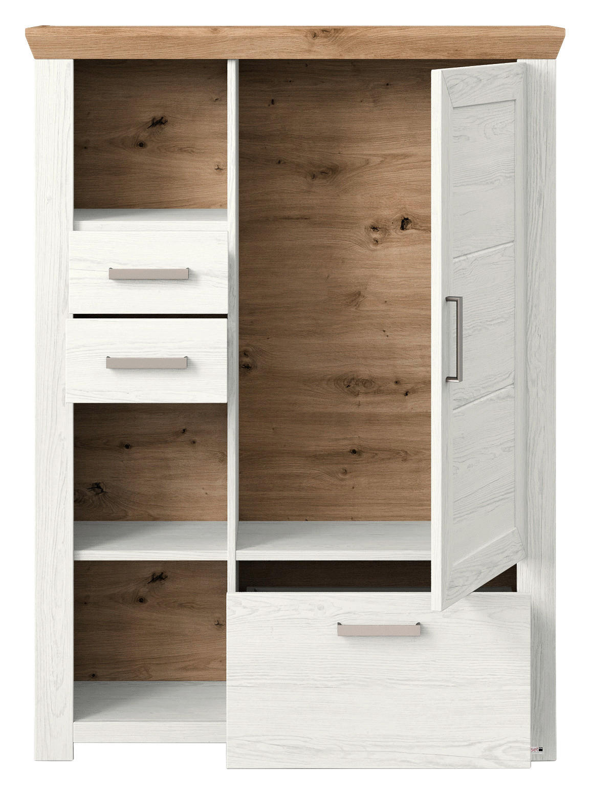 HIGHBOARD  in 104,5/142,6/42,2 cm  - Eiche Artisan/Weiß, Design, Holzwerkstoff/Metall (104,5/142,6/42,2cm) - SetOne by Musterring