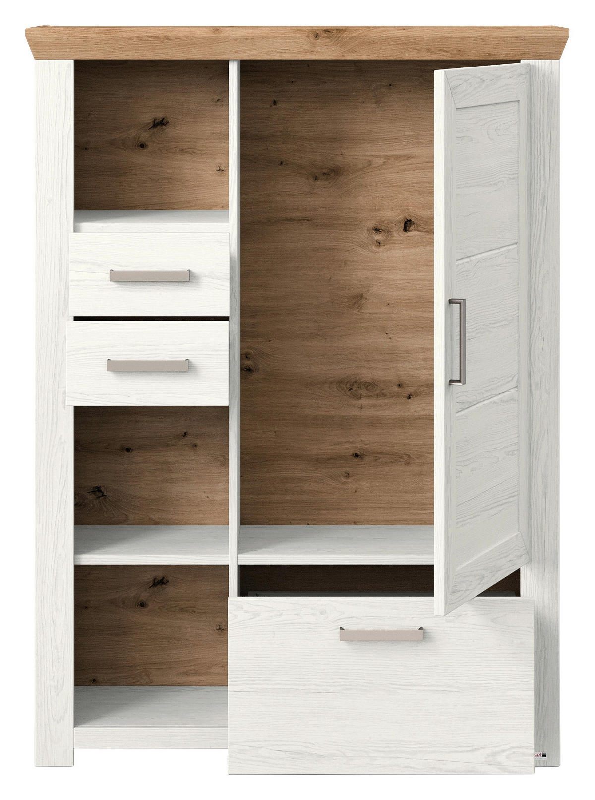HIGHBOARD  in 104,5/142,6/42,2 cm  - Eiche Artisan/Weiß, Design, Holzwerkstoff/Metall (104,5/142,6/42,2cm) - SetOne by Musterring