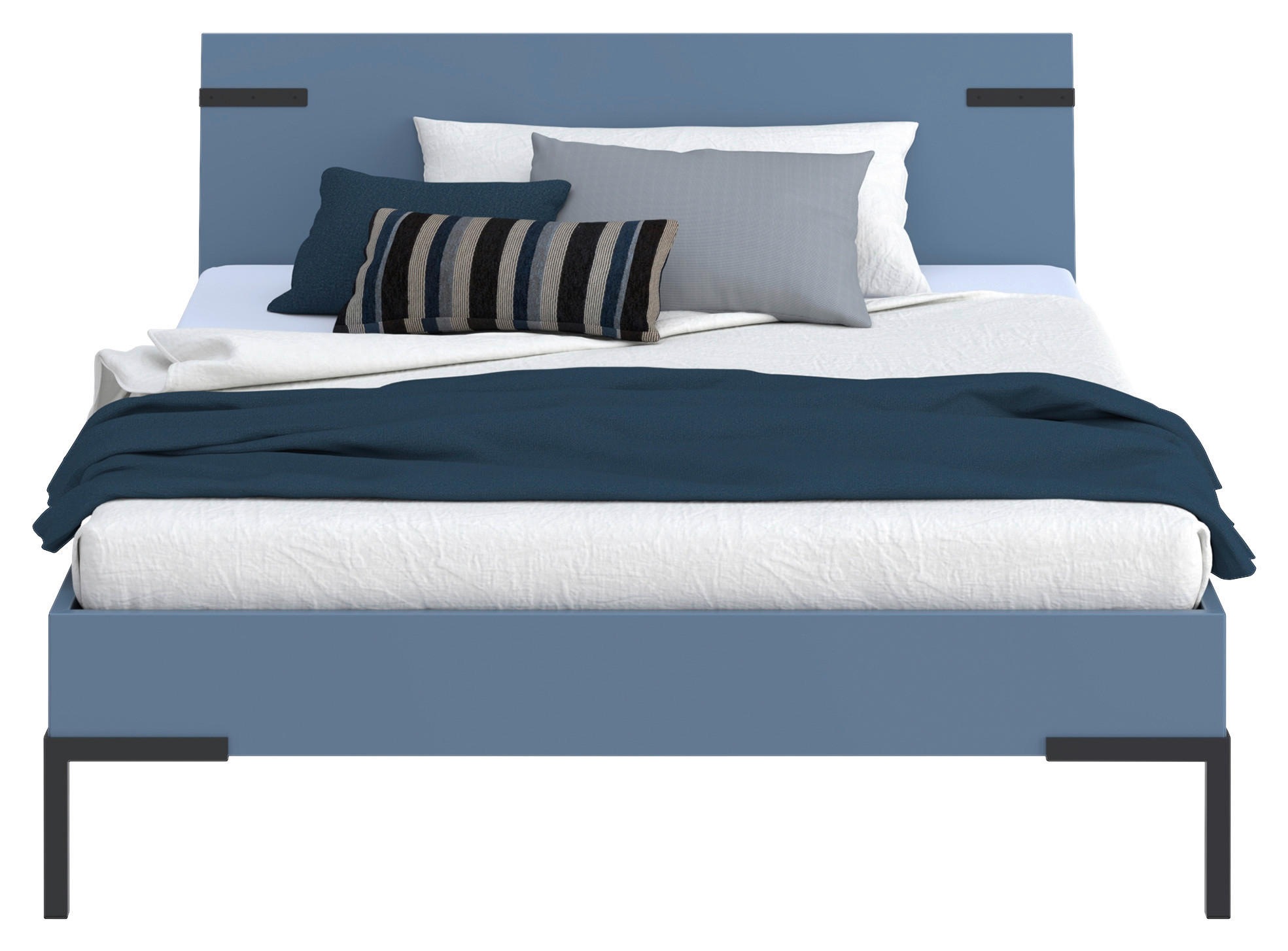 Thumbnail - Xora Bett Primolar, Blau, Metall, 140x200 cm, in verschiedenen Holzdekoren erhältlich, Größen für Lattenrost geeignet, S...