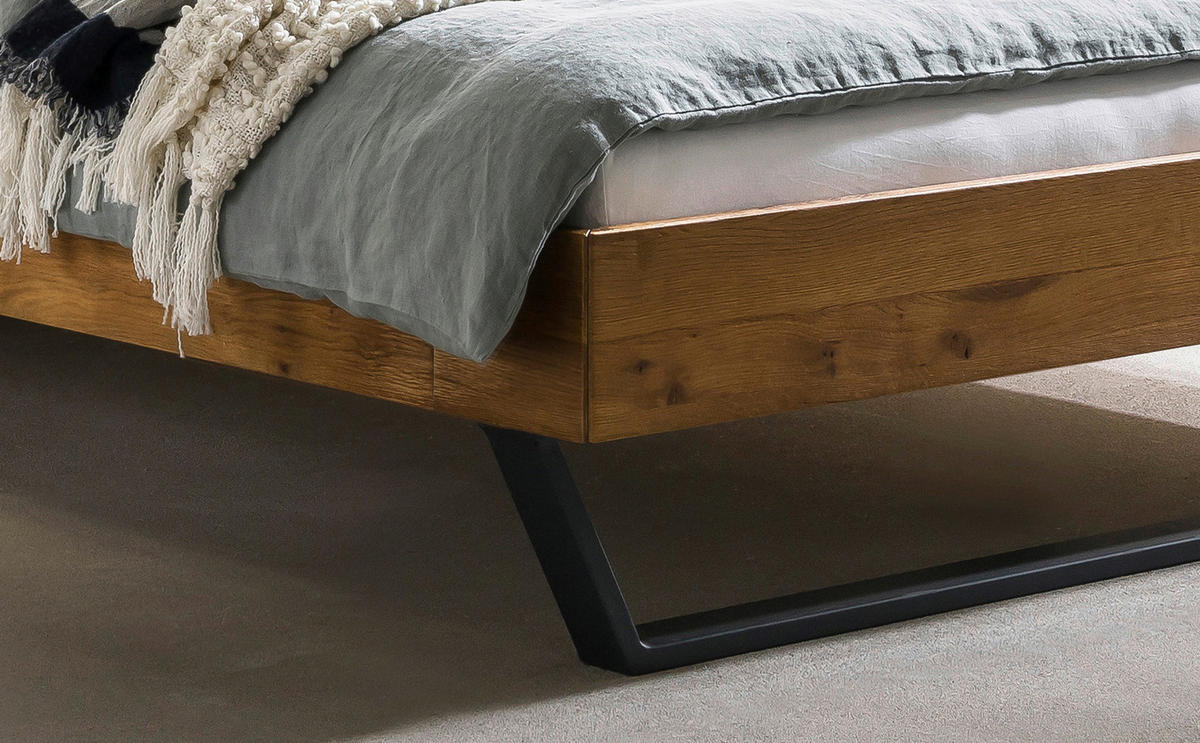 BETT 180/200 cm  in Anthrazit, Grau, Eichefarben  - Eichefarben/Anthrazit, Natur, Holz/Metall (180/200cm) - Hasena