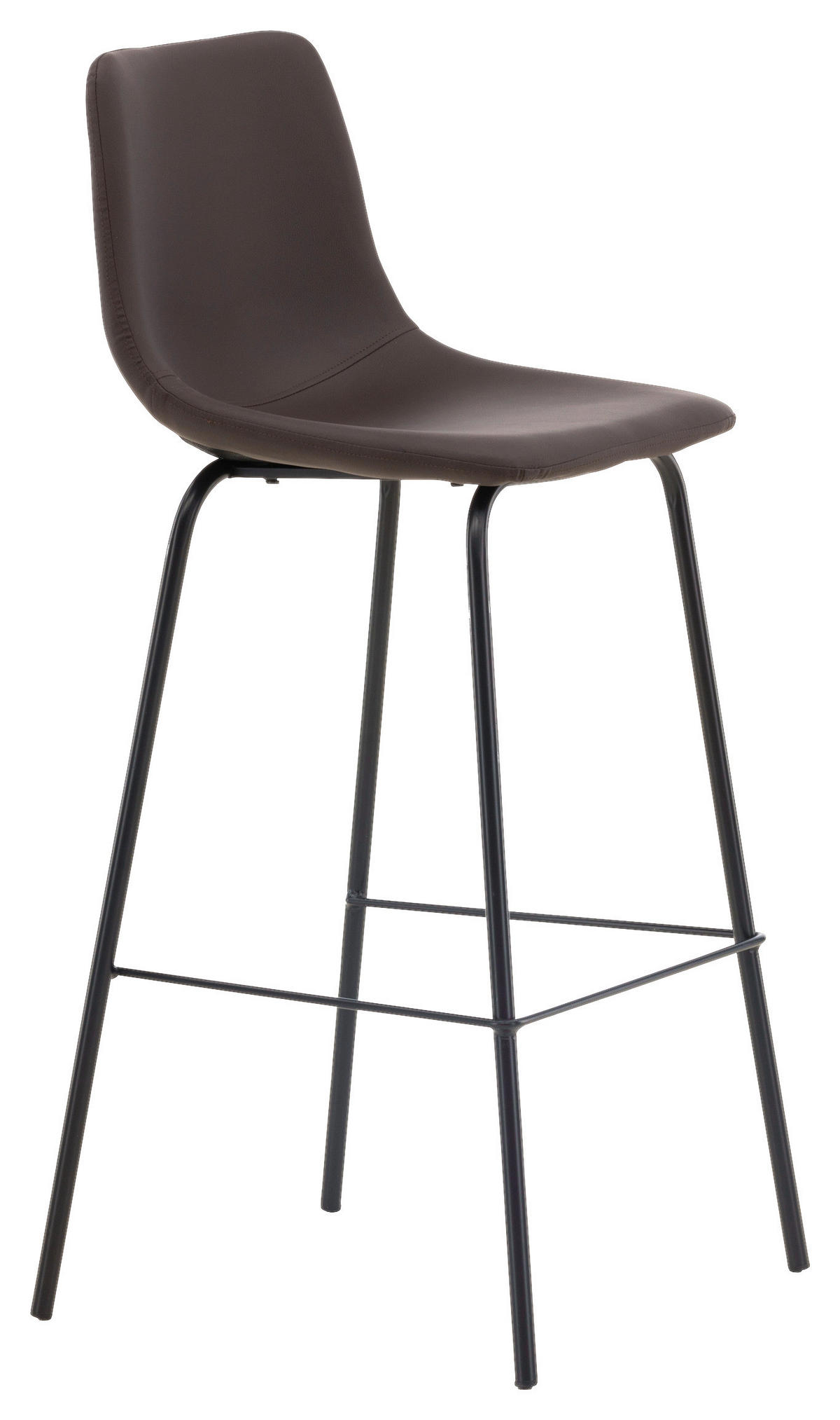 BARHOCKER-SET Lederlook (vegan) Schwarz, Dunkelbraun Stahl  - Dunkelbraun/Schwarz, Design, Textil/Metall (47/103/48cm) - Livetastic