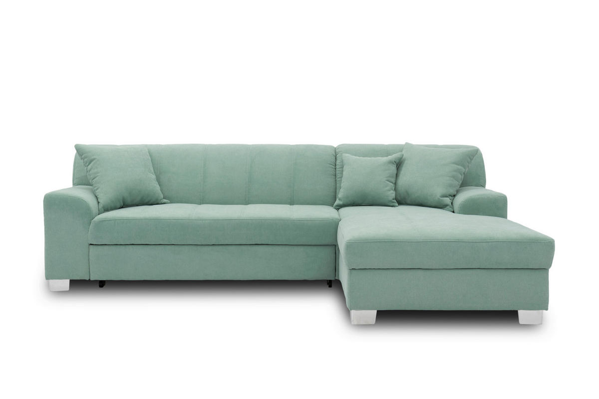 ECKSOFA CAPRI Mintgrün Mikrofaser  - Chromfarben/Mintgrün, KONVENTIONELL, Textil/Metall (239/152cm) - MID.YOU