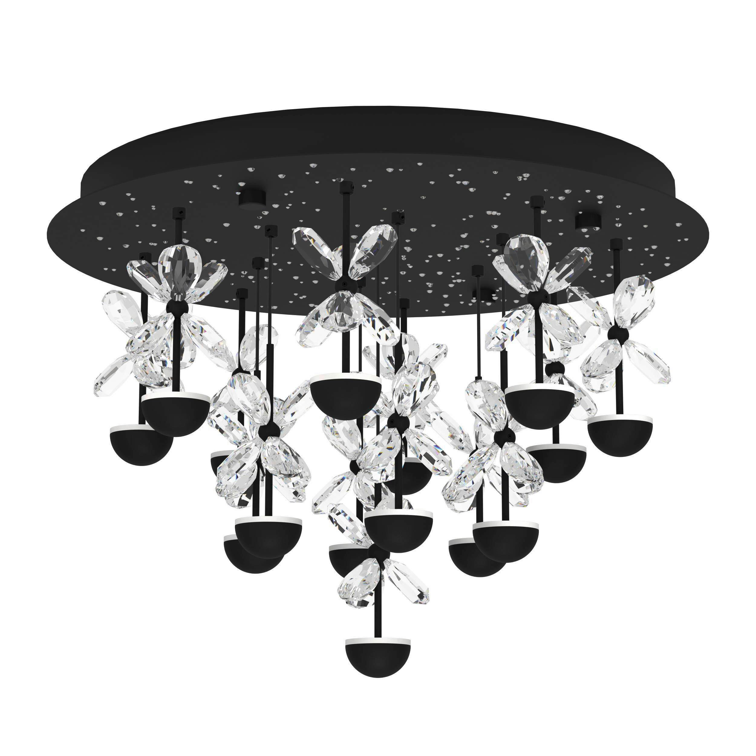 LED PLAFONJERA - prozirna/crna, Dizajnerski, staklo/metal (50/36,5cm)