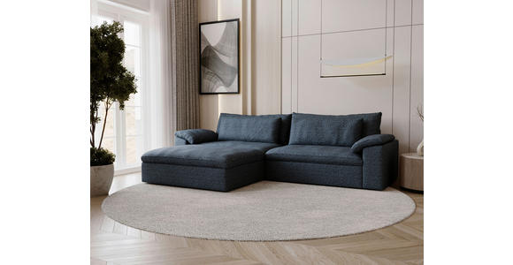 ECKSOFA  in Webstoff Blau  198/306 cm  - Blau/Schwarz, MODERN, Kunststoff/Textil (198/306cm) - Carryhome