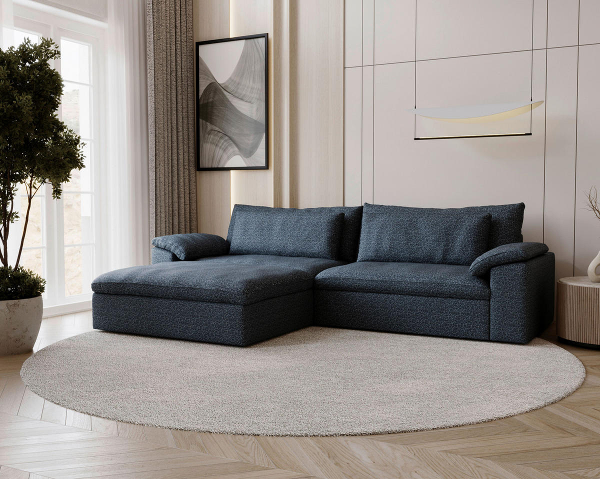 ECKSOFA  in Webstoff Blau  198/306 cm  - Blau/Schwarz, MODERN, Kunststoff/Textil (198/306cm) - Carryhome