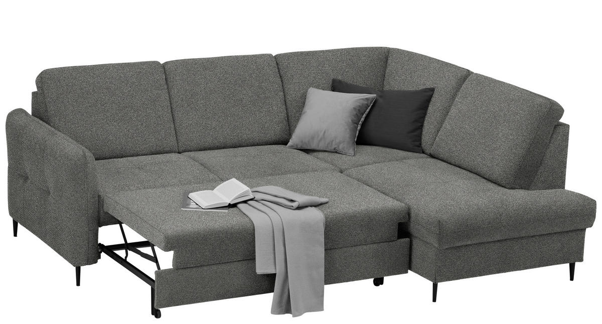 ECKSOFA in Chenille Dunkelgrau  - Dunkelgrau/Schwarz, Modern, Holz/Textil (241/184cm) - Carryhome