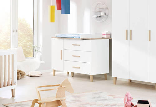 WICKELKOMMODE PINOLINO LUMI 136/101/77 cm - Eichefarben/Weiß, Design, Holz/Holzwerkstoff (136/101/77cm) - Pinolino