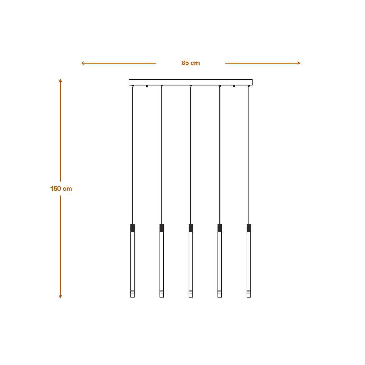 LED-PENDELLEUCHTE 85/8/150 cm  - Schwarz, Design, Kunststoff/Metall (85/8/150cm) - Osram