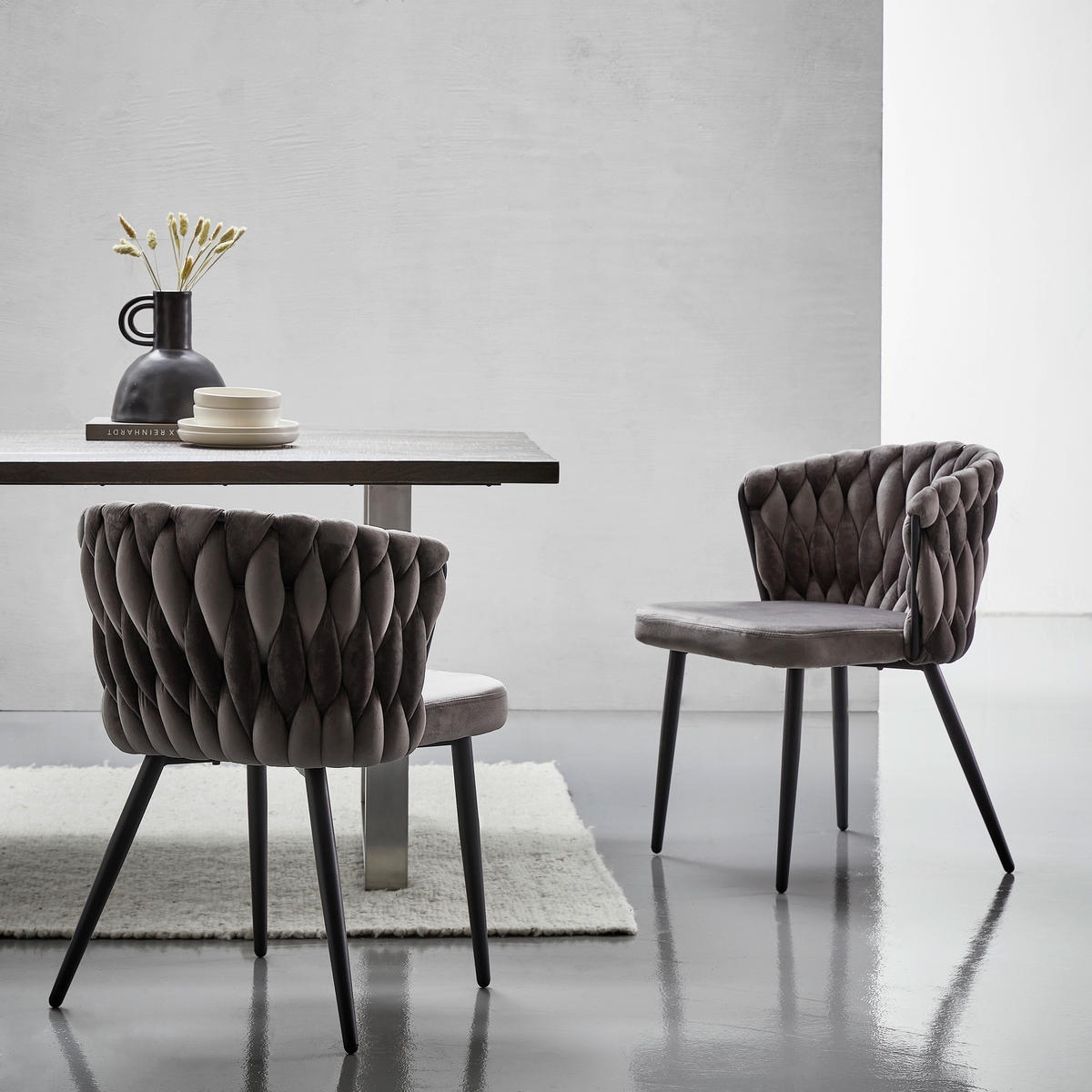 SCAUN in metal, textil gri  - negru/gri, Modern, metal/textil (63/58/78cm) - Livetastic