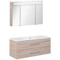 BADEZIMMER 3-teilig  in 120 cm  - Chromfarben/Eschefarben, MODERN, Glas/Holzwerkstoff (120cm) - MID.YOU