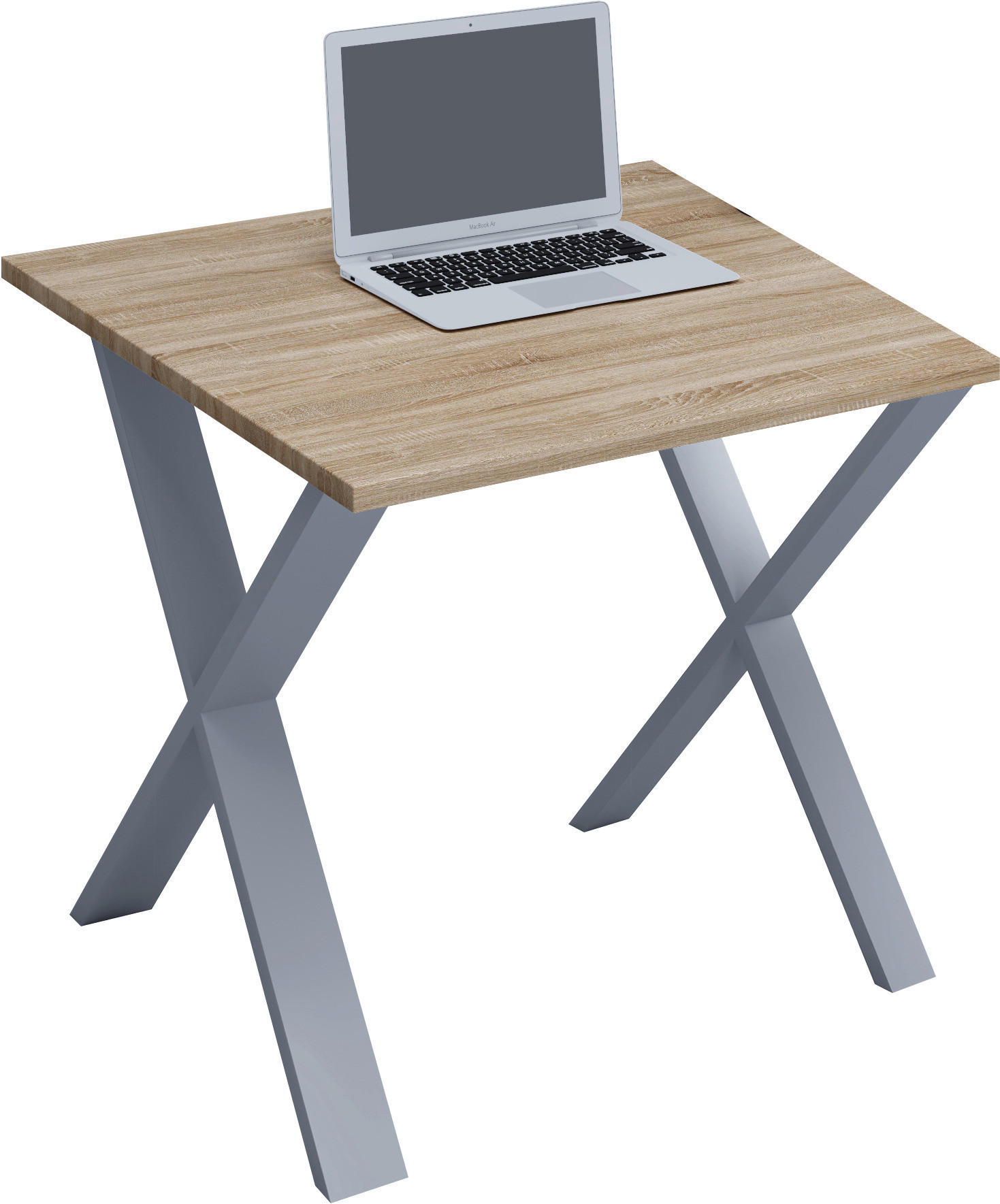 SCHREIBTISCH 80/50/76 cm  in Silberfarben, Sonoma Eiche  - Silberfarben/Sonoma Eiche, MODERN, Holzwerkstoff/Metall (80/50/76cm) - MID.YOU