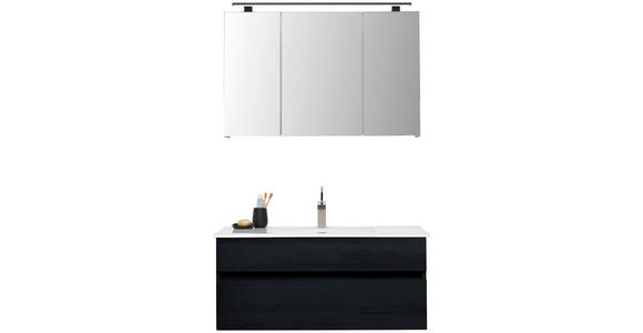 BADEZIMMER 3-teilig in 102 cm - Schwarz/Weiß, Design, Glas/Keramik (102cm) - Novel