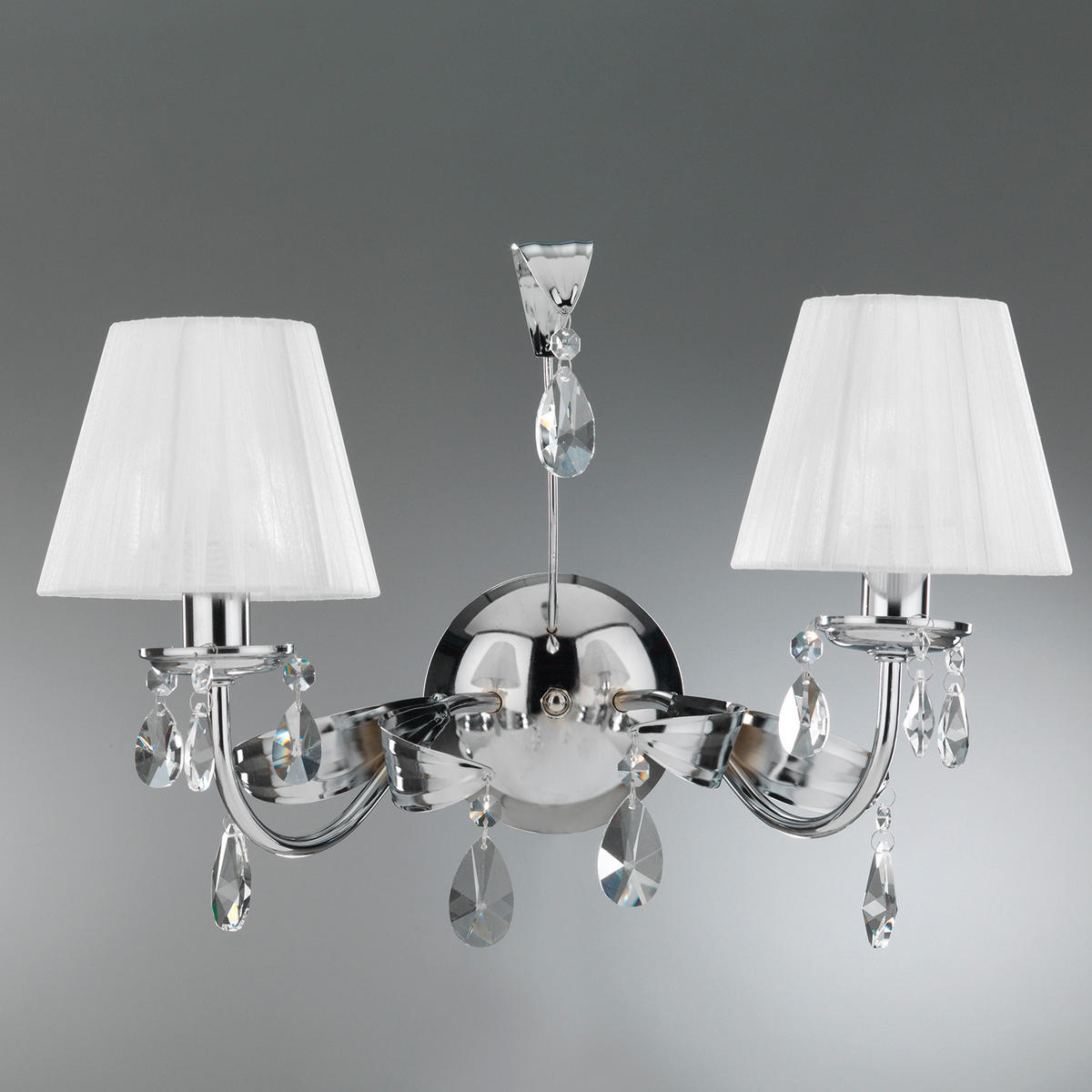 WANDLEUCHTE 46/30/24 cm   - Chromfarben/Weiß, KONVENTIONELL, Glas/Textil (46/30/24cm)