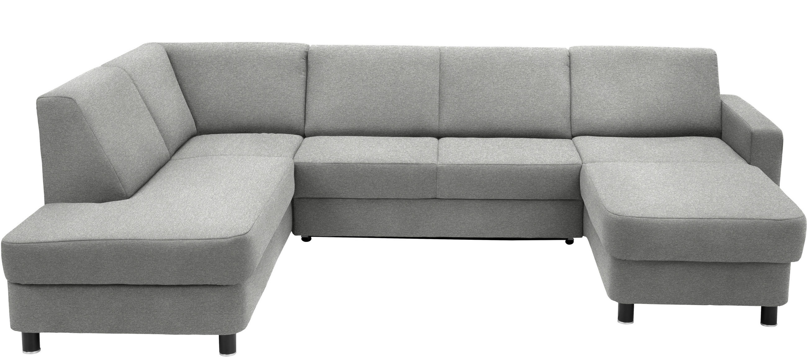 WOHNLANDSCHAFT in Webstoff Platinfarben  - Platinfarben/Schwarz, Design, Holz/Textil (198/296/165cm) - Xora