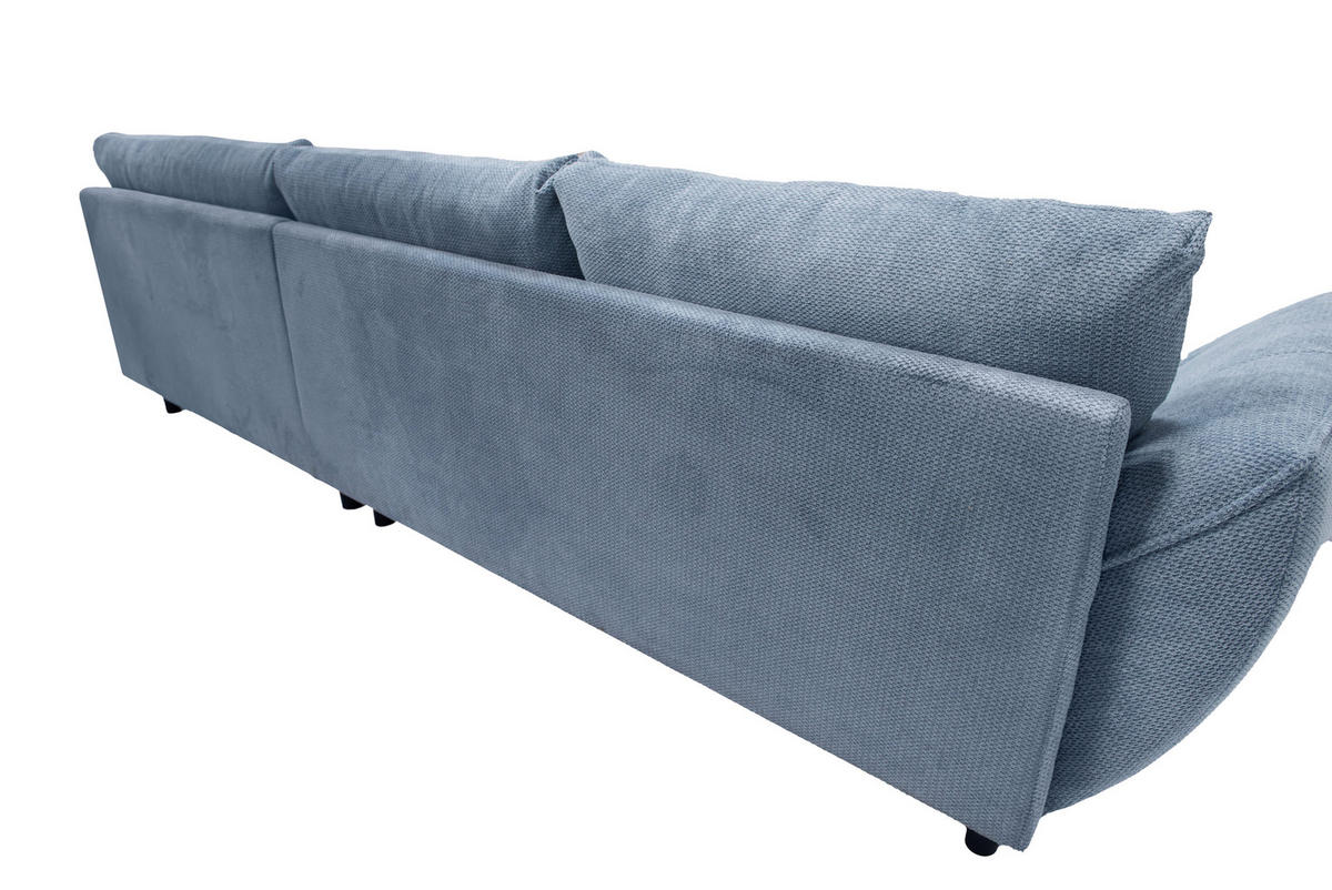 ECKSOFA in Struktur Blau  - Blau/Schwarz, Design, Textil/Metall (324/205cm) - Livetastic