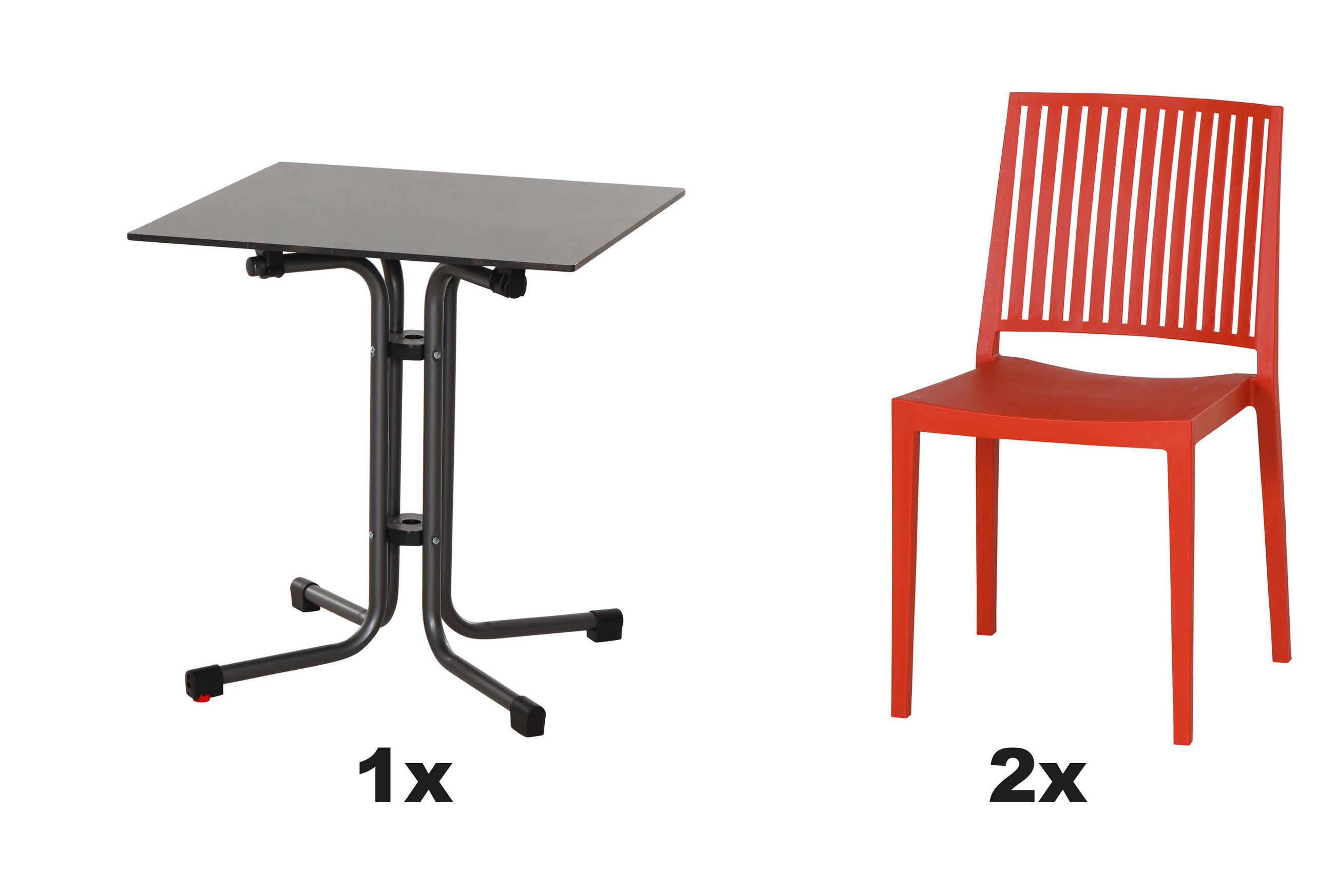 GARTENGARNITUR 3-teilig  - Anthrazit/Rot, Basics, Holzwerkstoff/Kunststoff (65/80/65cm) - Siena Garden