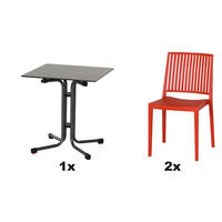 GARTENGARNITUR 3-teilig Stahl  - Anthrazit/Rot, Basics, Kunststoff/Metall (65/80/65cm) - Siena Garden