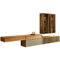 WOHNWAND  in Nussbaumfarben, Greige  336,8/184,2/47 cm  - Greige/Nussbaumfarben, Design, Glas/Holz (336,8/184,2/47cm) - Anrei