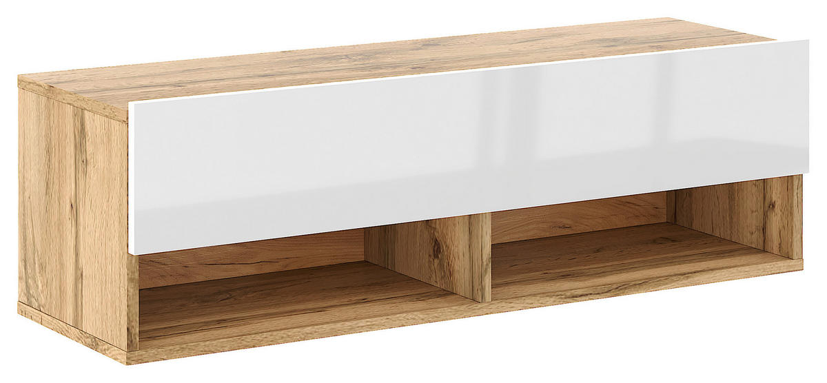 LOWBOARD DERBY  in 100/31,5/32,5 cm  - Weiß Hochglanz/Eiche Wotan, Design, Holzwerkstoff (100/31,5/32,5cm) - Livetastic