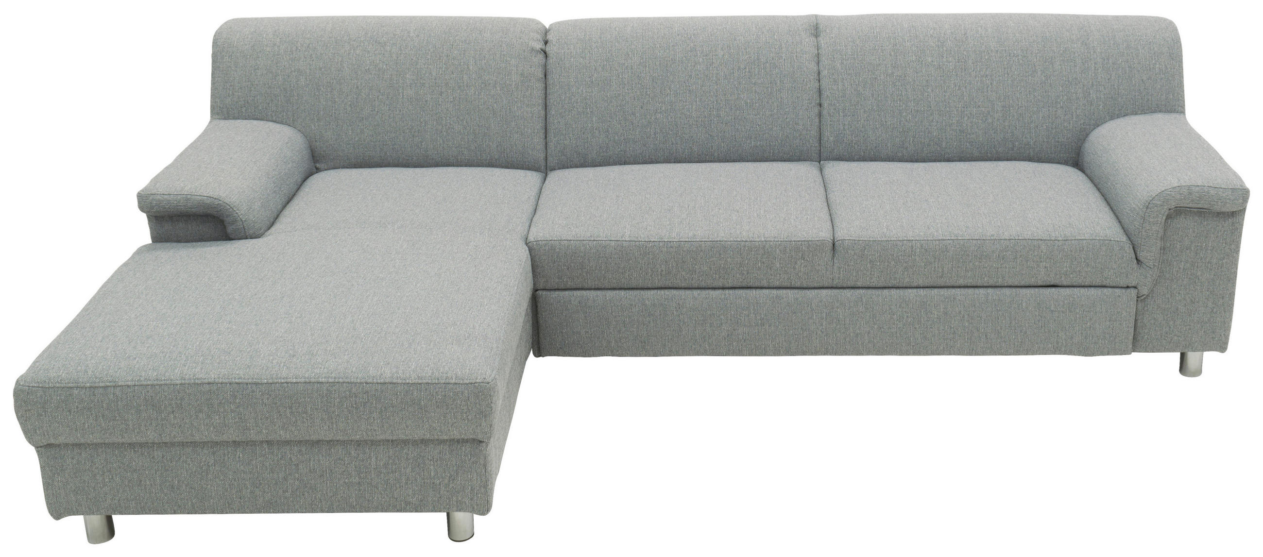 Ecksofa Silberfarben Webstoff - Chromfarben/Silberfarben, KONVENTIONELL, Textil/Metall (150/251cm)