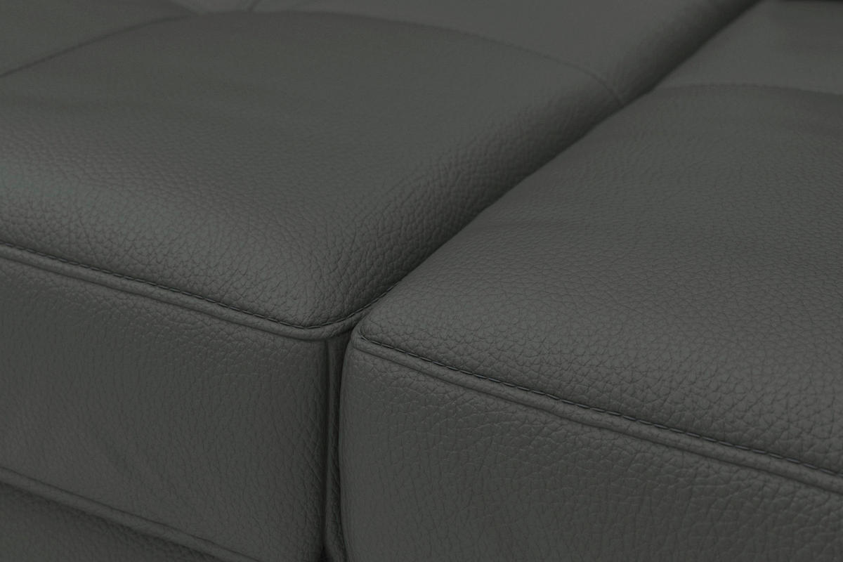 SEDACÍ SOUPRAVA, kůže, antracitová - černá/antracitová, Basics, kov/textil (223/363/176cm) - Sit & More