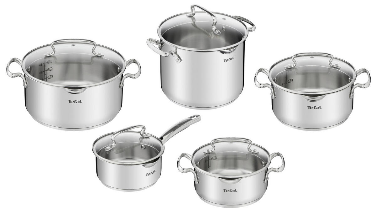 SADA HRNCŮ, 10dílné - barvy nerez oceli, Basics - Tefal