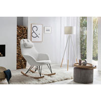 SCHAUKELSTUHL in Teddystoff Weiß  - Eichefarben/Schwarz, MODERN, Holz/Textil (67/107/105cm) - Livetastic