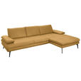 ECKSOFA in Echtleder Gelb  310/180 cm  - Gelb/Schwarz, Design, Leder/Metall (310/180cm) - Dieter Knoll