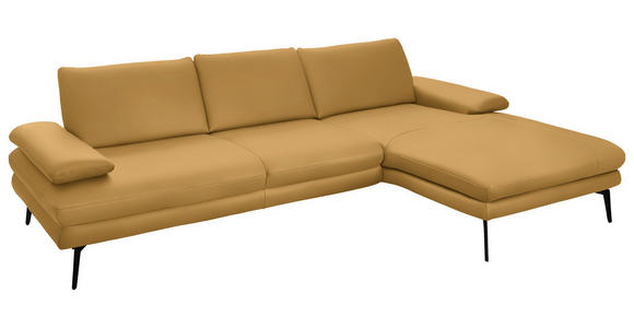ECKSOFA in Echtleder Gelb  310/180 cm  - Gelb/Schwarz, Design, Leder/Metall (310/180cm) - Dieter Knoll
