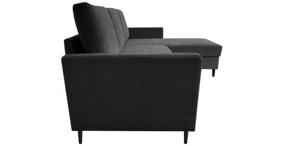 ECKSOFA Anthrazit Chenille - Anthrazit/Schwarz, KONVENTIONELL, Holz/Textil (159/221cm) - Carryhome