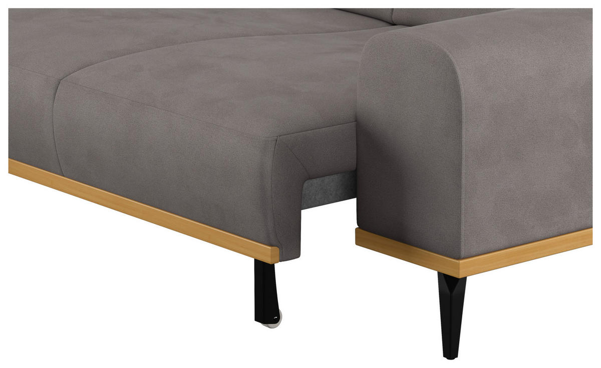 ECKSOFA Mikrofaser Grau  - Schwarz/Grau, Konventionell, Textil/Metall (157/244cm) - Cotta