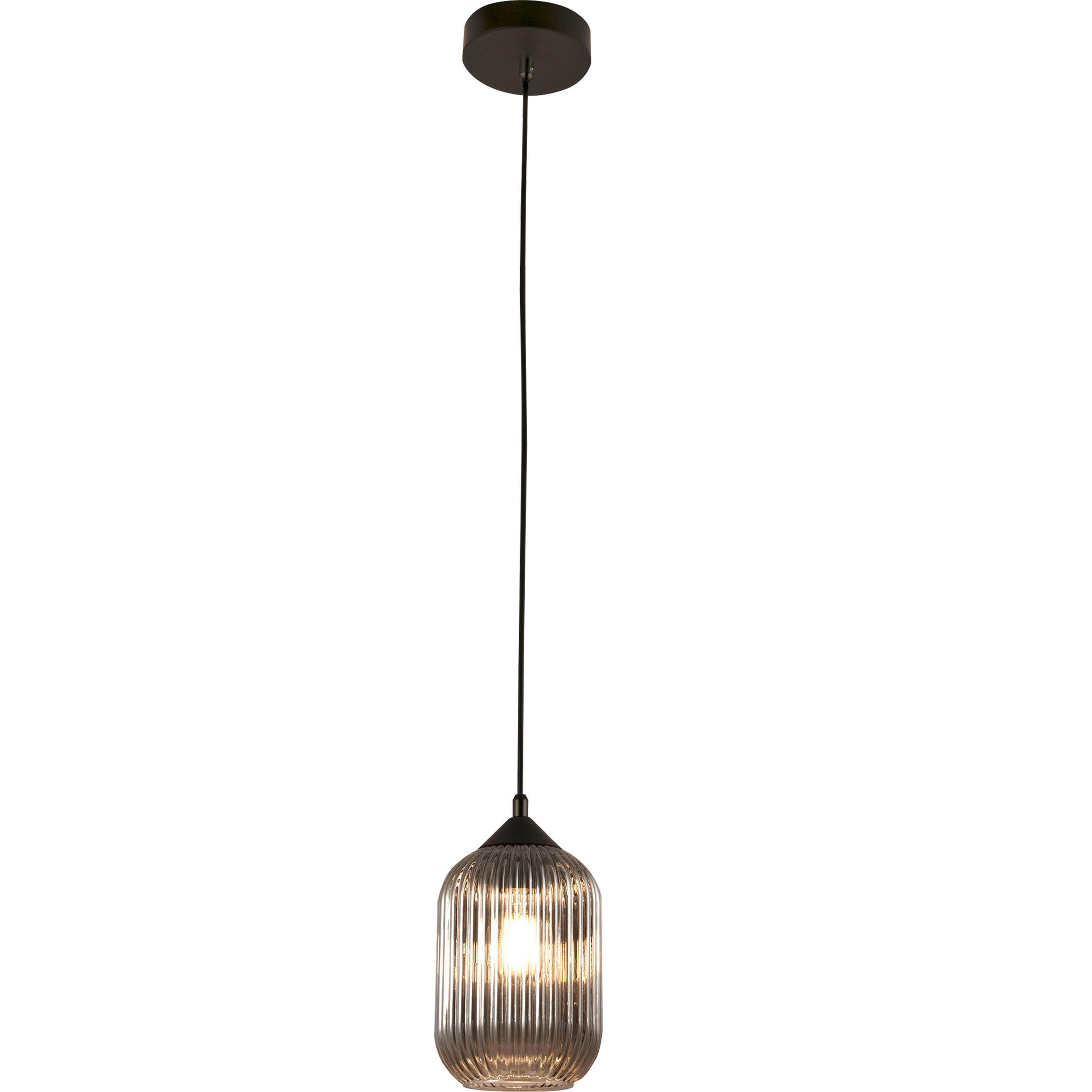 PENDELLEUCHTE Aston 14/200 cm   - Schwarz/Grau, Design, Glas/Metall (14/200cm) - Fabas Luce