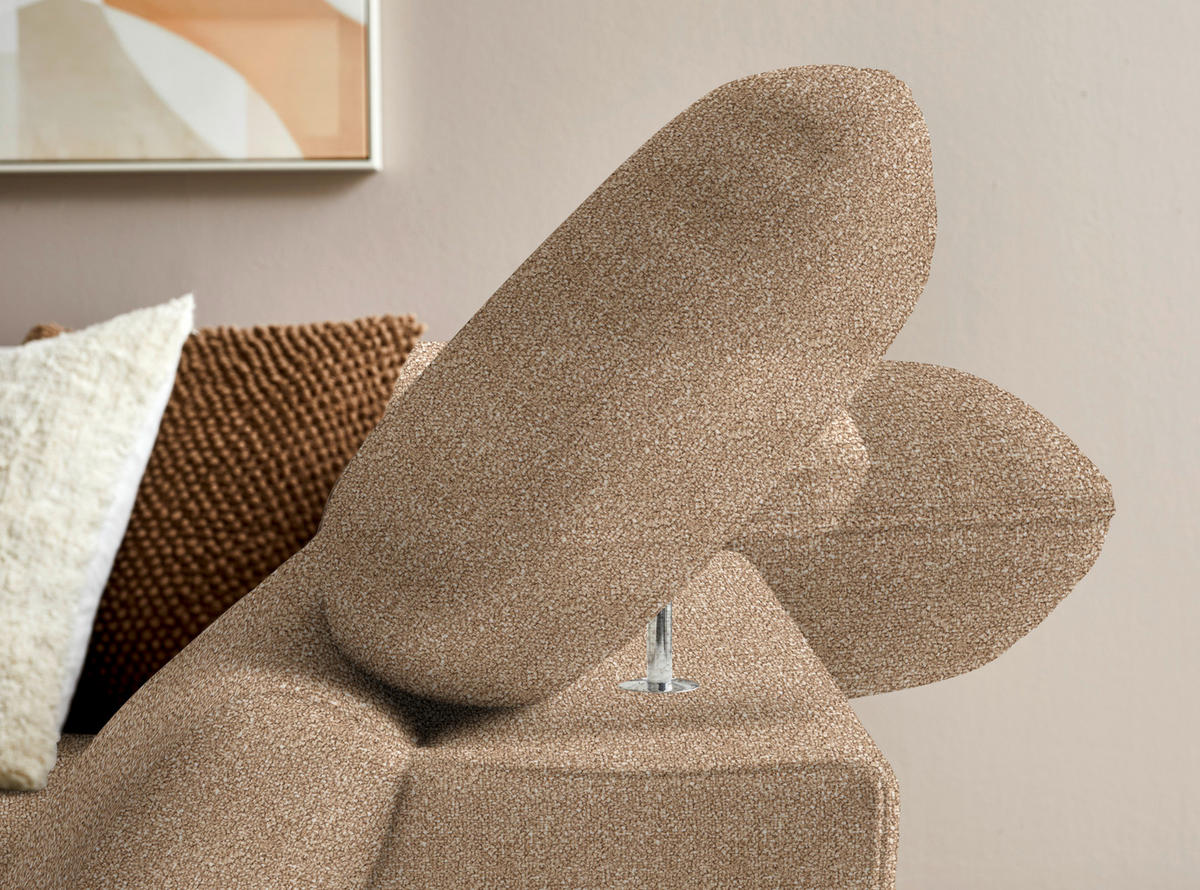 ECKSOFA in Bouclé Hellbraun  - Hellbraun/Eichefarben, Modern, Holz/Textil (287/212cm) - Valnatura