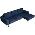 ECKSOFA in Struktur Blau  - Blau/Schwarz, Design, Textil/Metall (262/157cm) - Novel