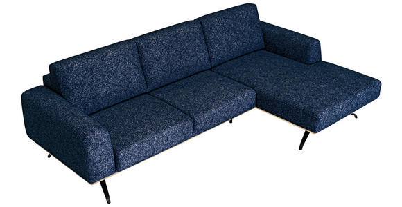 ECKSOFA in Struktur Blau  - Blau/Schwarz, Design, Textil/Metall (262/157cm) - Novel