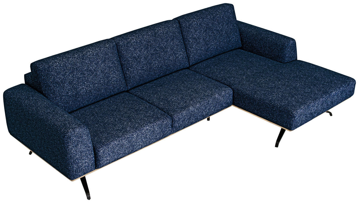 ECKSOFA Blau Struktur  - Blau/Schwarz, Design, Textil/Metall (262/157cm) - Novel