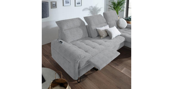 ECKSOFA in Chenille Grau  - Schwarz/Grau, LIFESTYLE, Textil/Metall (310/180cm) - Valnatura