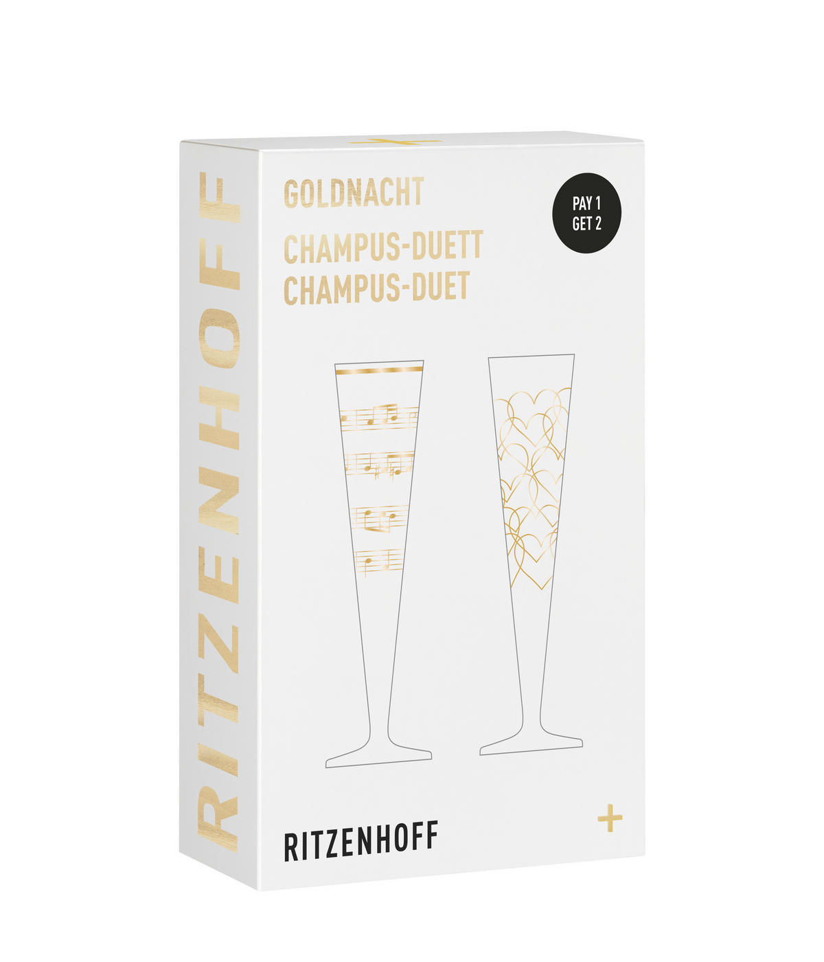 CHAMPAGNERGLAS Goldnacht 205 ml 2-teilig  - Goldfarben, LIFESTYLE, Glas (7,2/7,2/24cm) - Ritzenhoff