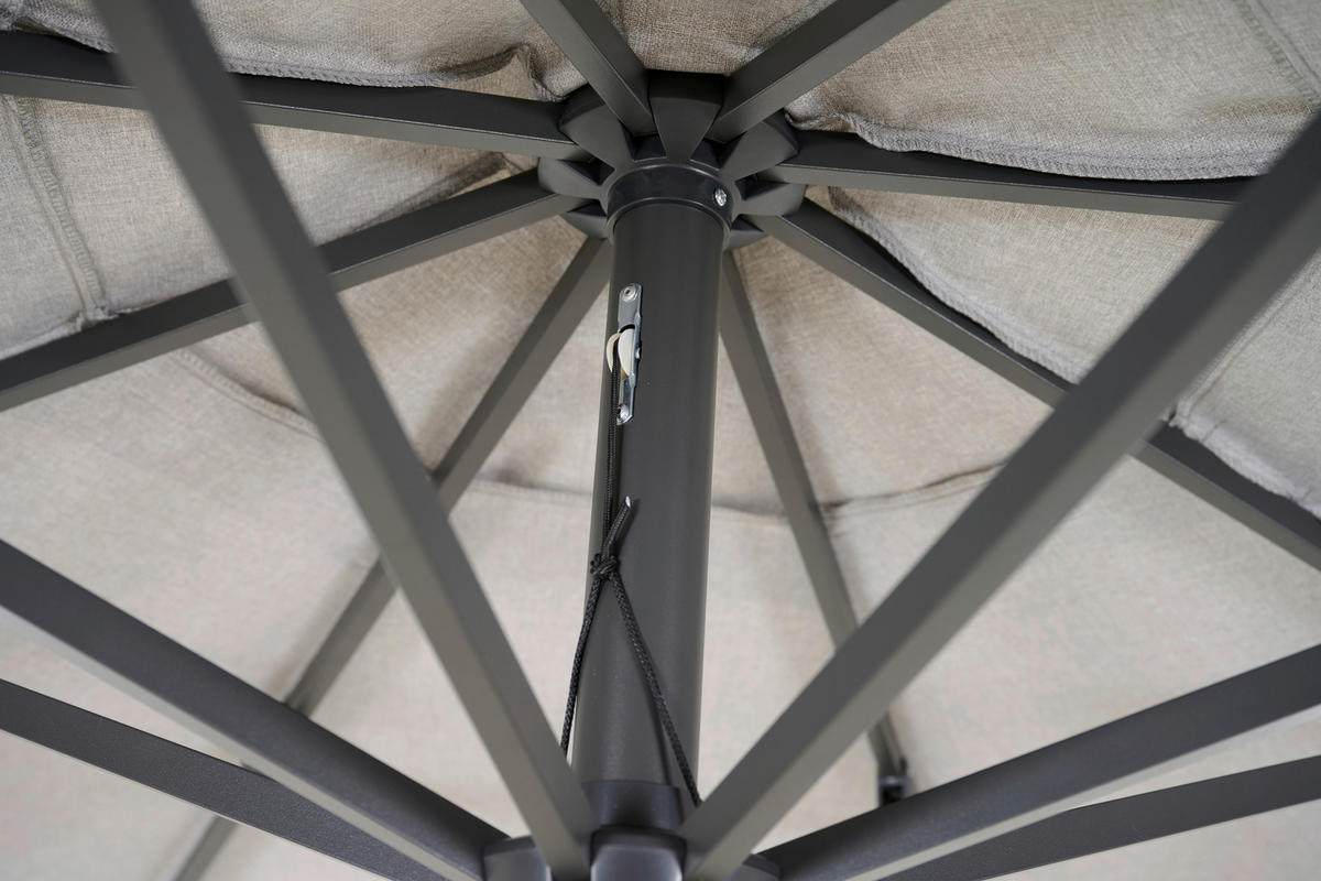 SONNENSCHIRM 300 cm Hellgrau  - Anthrazit/Hellgrau, MODERN, Textil/Metall (300/300cm) - Siena Garden