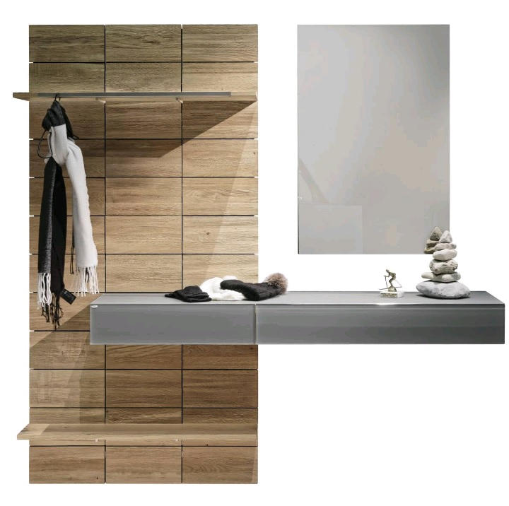 GARDEROBE Grau, Eichefarben - Eichefarben/Grau, Natur, Glas/Holz (192/202/41,5cm) - Voglauer