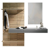 GARDEROBE 4-teilig  in 192/202/41,5 cm  - Eichefarben/Grau, Natur, Glas/Holz (192/202/41,5cm) - Voglauer