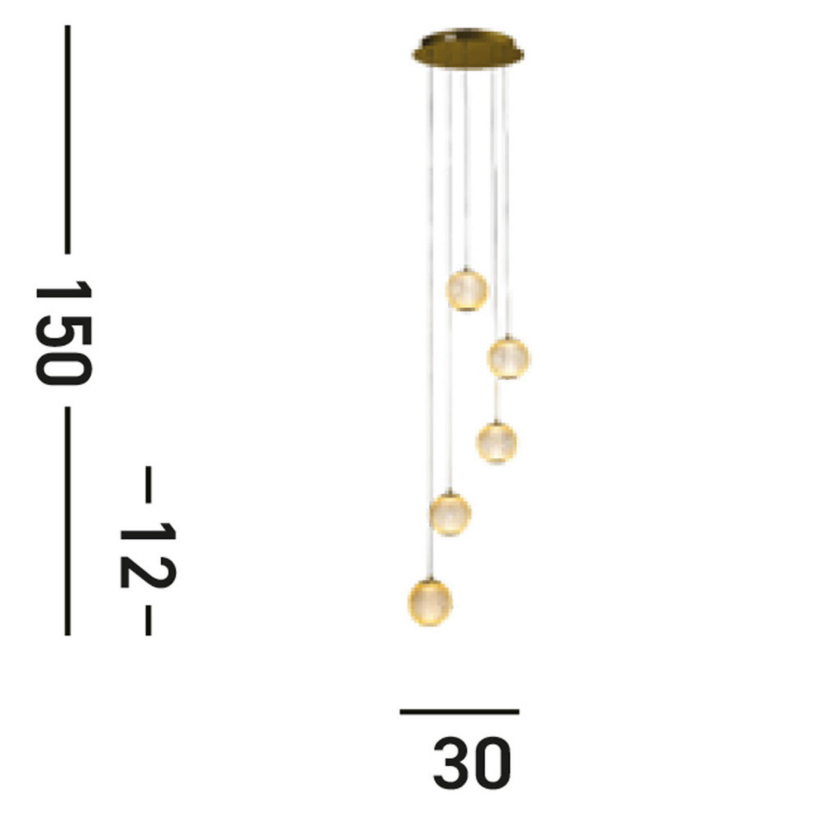 LED-PENDELLEUCHTE Allure 30/150 cm   - Transparent/Messingfarben, LIFESTYLE, Kunststoff/Metall (30/150cm) - Searchlight